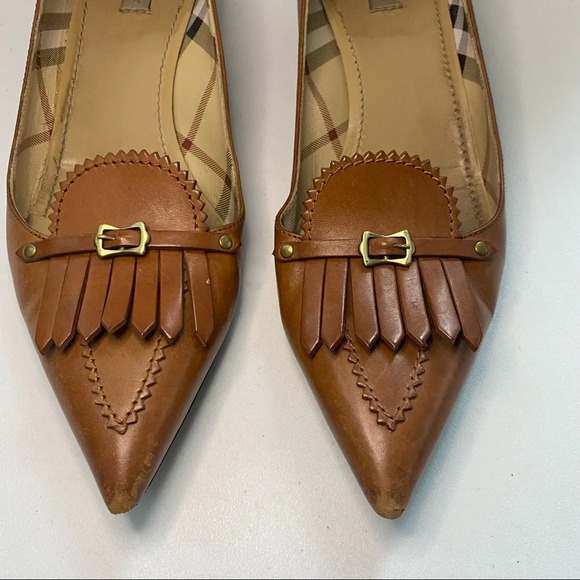 Vintage Burberry Brown Leather Low Heel Loafers - Picture 4 of 13
